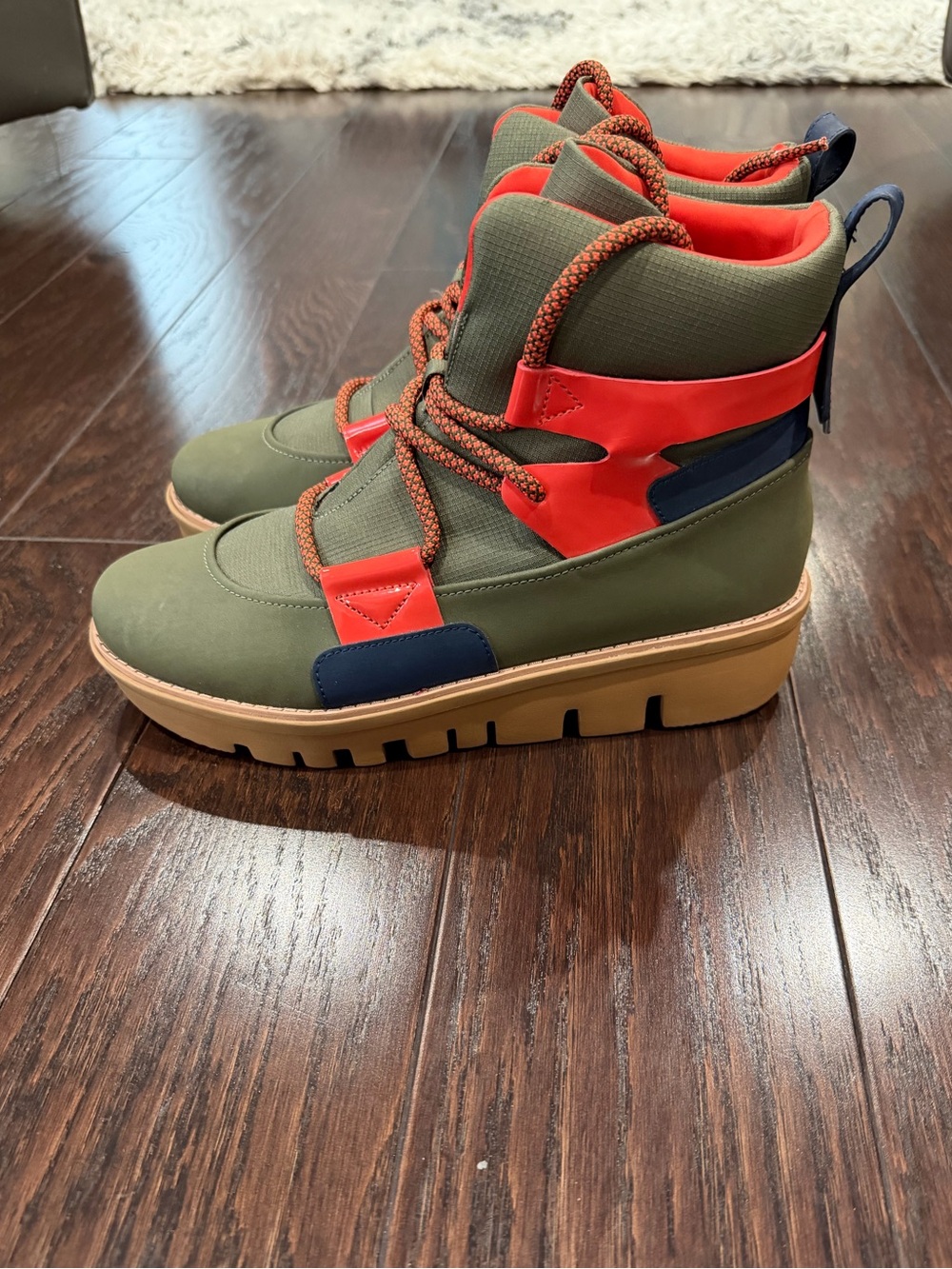 Fitflop Glace Knit Leather Women Ankle Boots Size EUR 39 Olive Green NEW